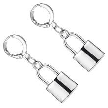 1Paar Glanzende Lock Oorbellen Punk Stijl Unisex Hip-Hop Accessoires