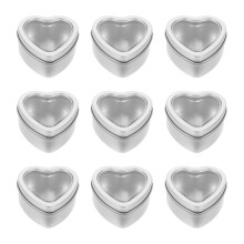10Pz Contenitori in Latta Cuore Con Coperchio PVC Per Dolci E Candele