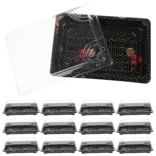 25 Pièces Boîte Sushi Réutilisable En Plastique Couvercles 2