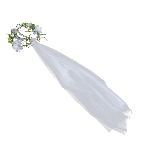 Sposa In Stile Con Velò E Rosa Bianca A Mano