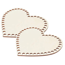 2 Pezzi A Cuore In Legno Per Cestino All'uncinetto