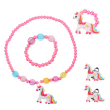 1Jgo De Joyas Unicornio Niña Acrílico Rosa Elegante Y Colorido