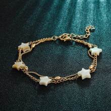 Star Enkelketting Dubbele Vrouw Goudkleurig