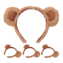 4Pcs Brown Bear Ears Hairband Cute Headbands for Girls Cosplay Party