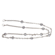 Tracolla Borsa Catena Metallo Argento Con Cristalli Per Mini Borse