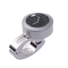 Mini Relógio Digital À Prova D'Água 7/8" Para Guidão De Motocicleta Prata