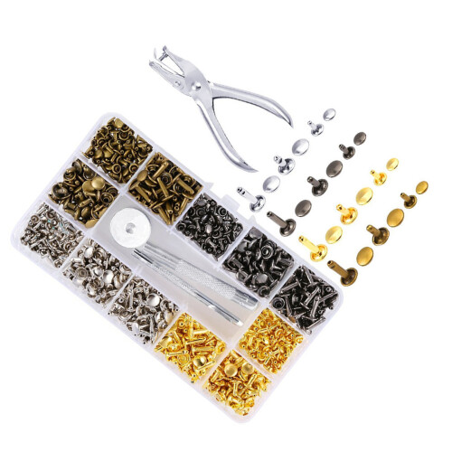 1 Rebites De Couro 6mm 8mm Com Kit Ferramentas