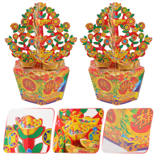 1 Par Árvore De Dinheiro Ancestral Papel Queimado Moeda 2