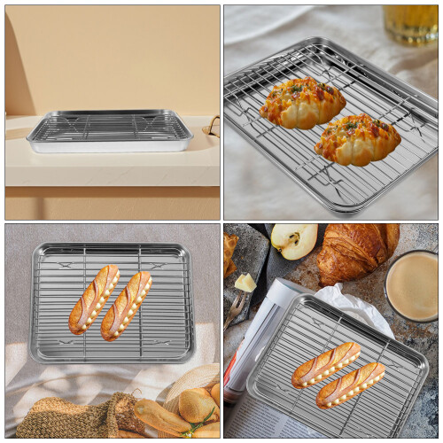 baking sheet pan with wire rack stainless steel oven tray kitchen 2