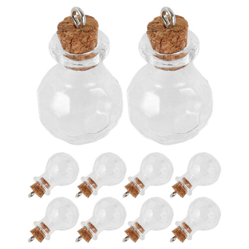 10Pcs Mini Glasflaskor Med Korkproppar Hantverk Tvättflaskor Anhängare