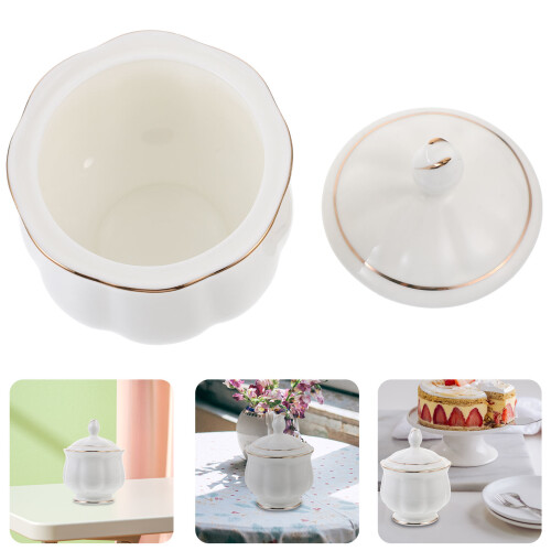 Ceramisk Sockerburk Med Lock För Kondiment 2