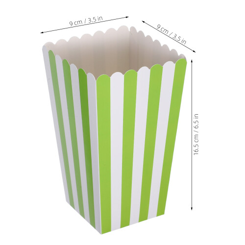 40Pcs Gröna Randiga Popcornhinkar – Pappersbehållare För , 1