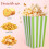 40Pcs Gröna Randiga Popcornhinkar – Pappersbehållare För , 9