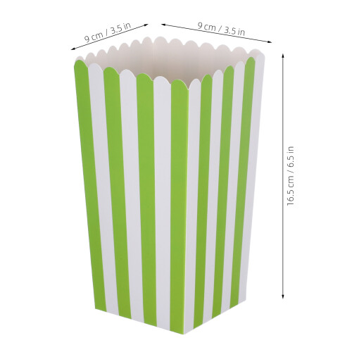 40Pcs Gröna Randiga Popcornhinkar – Pappersbehållare För , 2