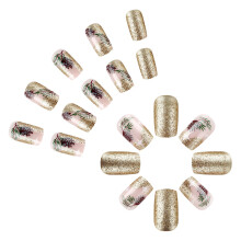 Presse carrée courte sur l’ongle Arbre de Noël Faux ongles Bâton