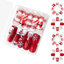 Faux ongles à pression pour vacances et noël, 48 pièces, avec