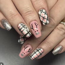 Flase festif ongles scintillants wapiti long carré presse sur