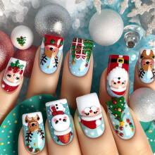 Noël faux ongles bonhomme de neige presse sur les ongles dessin