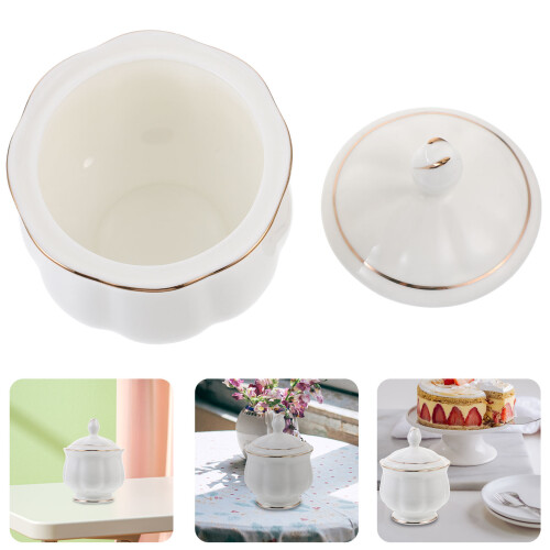 Ceramisk Sockerburk Med Lock, Godisserveringsfat, Kondimentskål 2