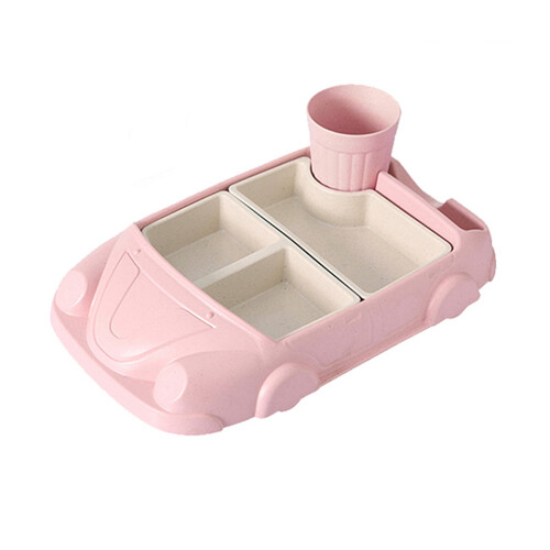 Pinkes Kinder Essbrett Bambusfaser Baby Teller Set 2