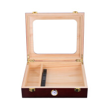 Glasslock Cigar Box Med Hygrometer, Fuktreglerare Och Skiljevägg