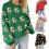 Pull de vacances de noël pour femmes, avec détail de-Vert L 3