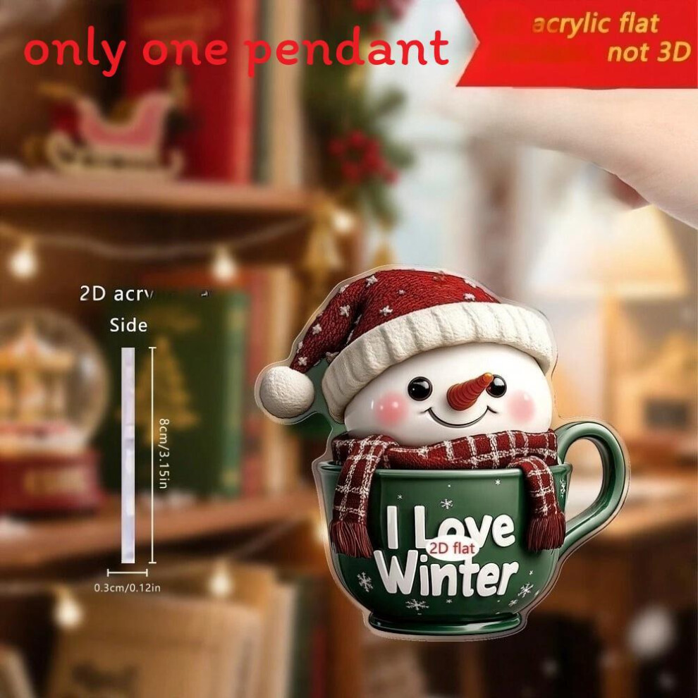 (Snowman) Cat Christmas Snowman Deer Car Pendant With Acrylic Material Decor For Vehicle-image-OPC-PMNJYFJ-NEW