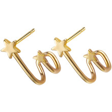 1Paar Trendige Stern Ohrstecker Damen Goldfarbene Metall Ohrringe