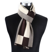 Men's Winter Schuine Ruit Sjaal Cashmere Hals Wrap Beige Koffie