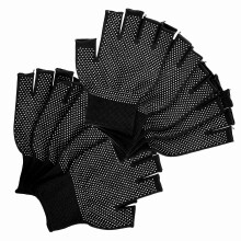 5Paare Fingerlose Arbeitshandschuhe Schwarz Polyester PVC Atmungsaktiv