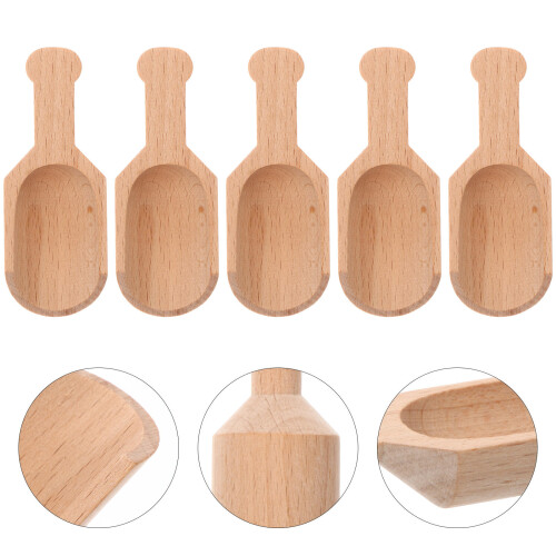 5Pcs Practical Chocolate Wooden Scoops for Tea Milk 1