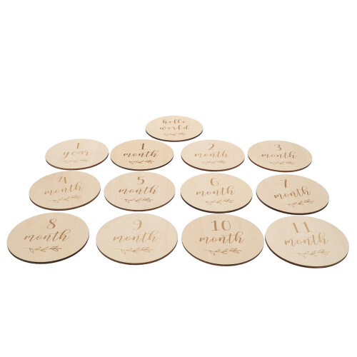 13 Unidades Tarjetas Mensuales Para Bebé De Madera