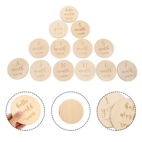 13 Unidades Tarjetas Mensuales Para Bebé De Madera 2