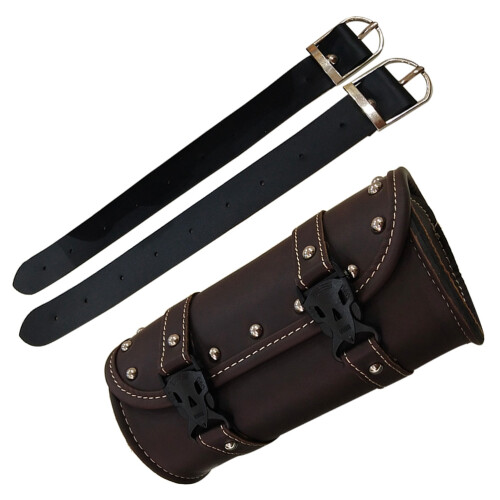 Bolsa Universal Para Motocicleta Couro Pu Impermeável Marrom 2
