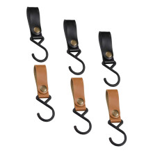 6 Stks Camping Kledinglijn Haken Leren Bandje Hangers