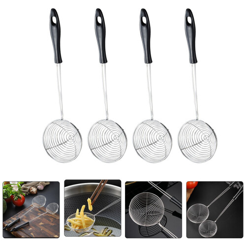 4Pièces Acier Noir Cuisine Maison Écumoire Polyvalente 2