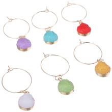 6 Pcs Vinglas Markörer Rund Form Dryckemarkörer Taggar Pendants