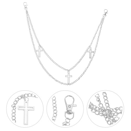 1 Styck Punk Franskedja Kroppsring Byxkedja (Silver) 2