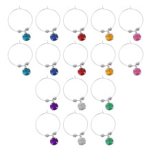 16Pcs Vin Charmar Diamant Vinglas Muggskyltar Fester