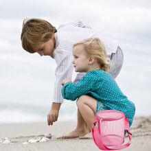Kinder Muschel Netz Strandtasche Zylinderförmiges Nylon Reißverschluss Tragetasche 4 Farben