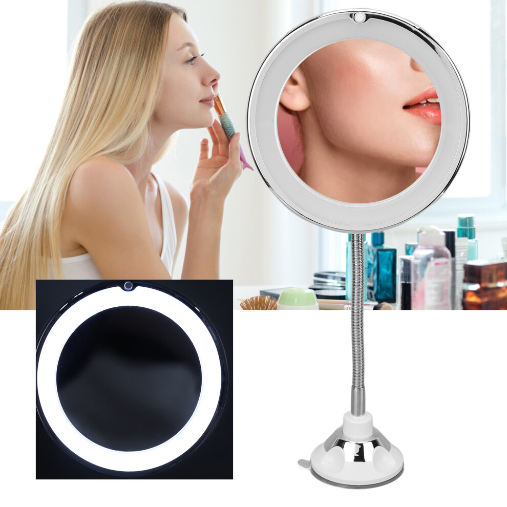 Light Suction Cup 10X Magnifying Mirror With Led For Makeup And Skincare