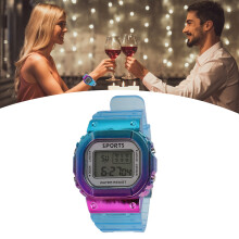 Large Dial Gradient Color Watch - Purple Blue Waterproof &amp; Long Battery