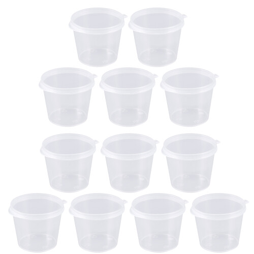 100Pcs Engångs Plast Portionsbehållare Transparent Med Lock