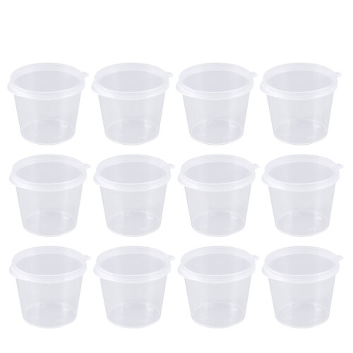 100Pcs Engångs Plast Portionsbehållare Transparent Med Lock 2