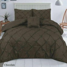 (Brown Choco, Super King) ELIZA PINTUCK PLEATED DUVET QUILT COVER SET SINGLE DOUBLE SUPER KING SIZE BEDDING Soft Washable sets