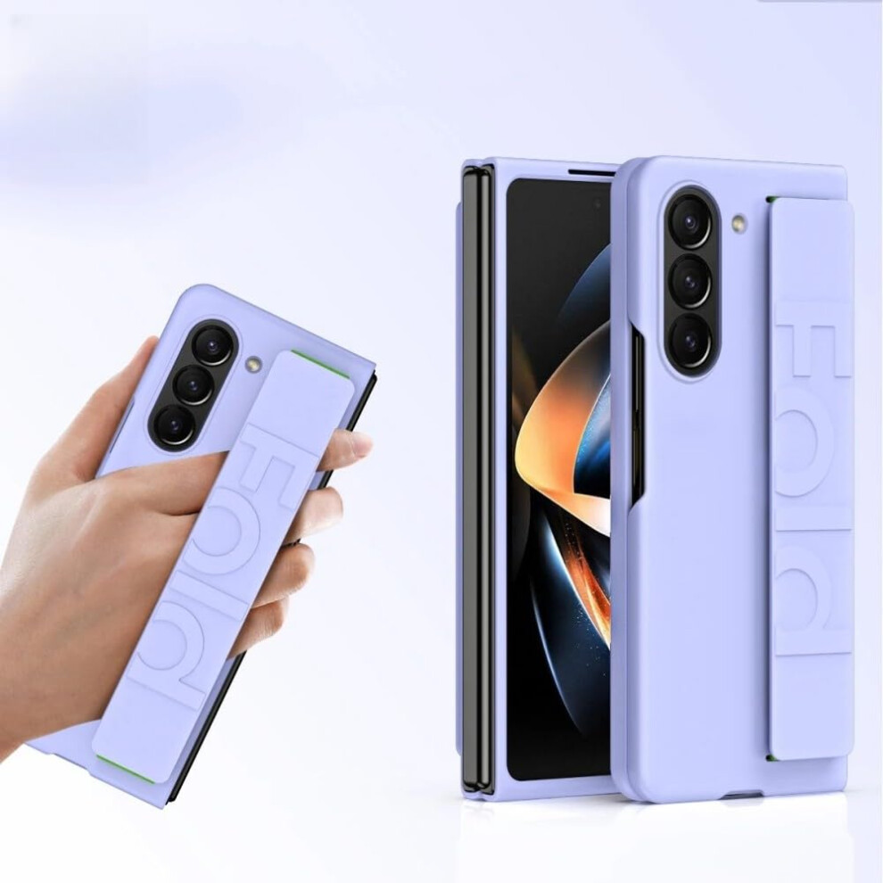 Wrist Strap Phone Case For Galaxy Z Fold 6 5 4 3 5G Hard Shell Plastic Hinge Protection Cover Blue 9354506641061
