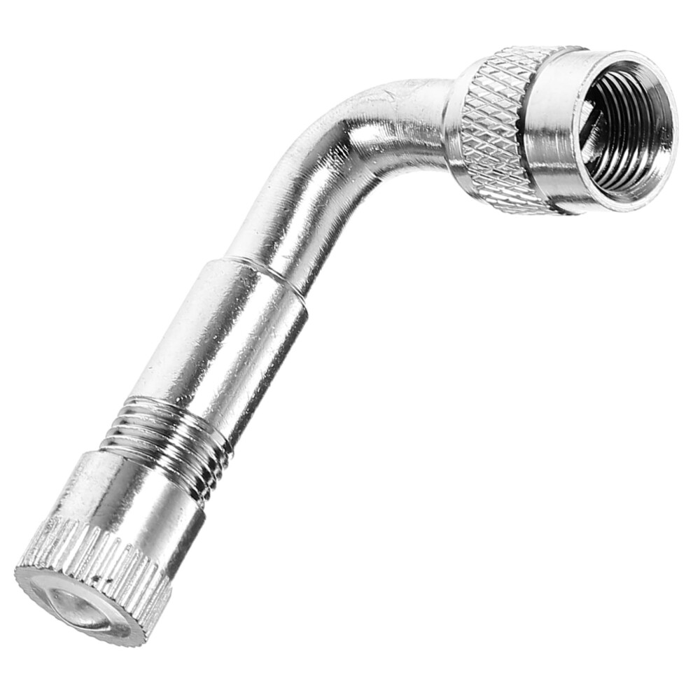 Angled Tire Valve Extension Adapter 2 Pack For Car And Motorcycle Easy To Install Excellent Sealing Silver-image-OPC-PMNNR9T-NEW