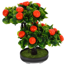 5St Kunstmatige Fruitboom Groen Met Pot Sterk Plastic Sfeervol Decor
