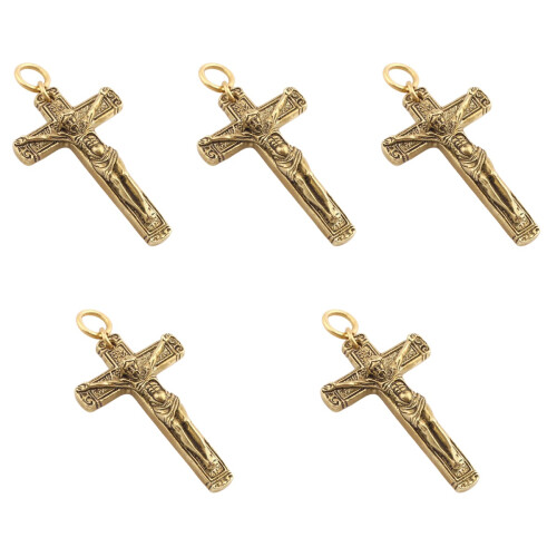 5St Multi Functionele Gouden Koperen Kruis Sleutelhanger Decor 2