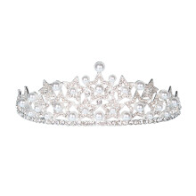 Golden Vintage Tiara With Pentagram Pearl Crown For Women